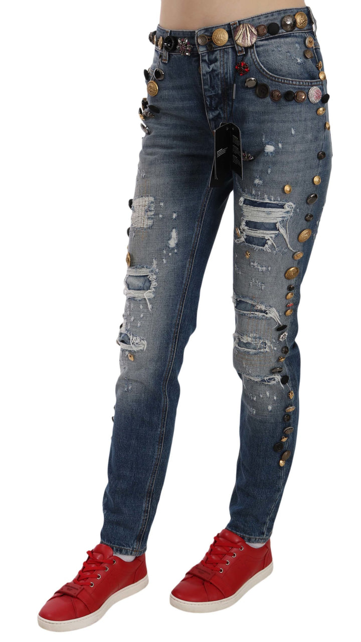 Dolce & Gabbana Luxuriöse Denim-Jeans mit Kristallverzierung