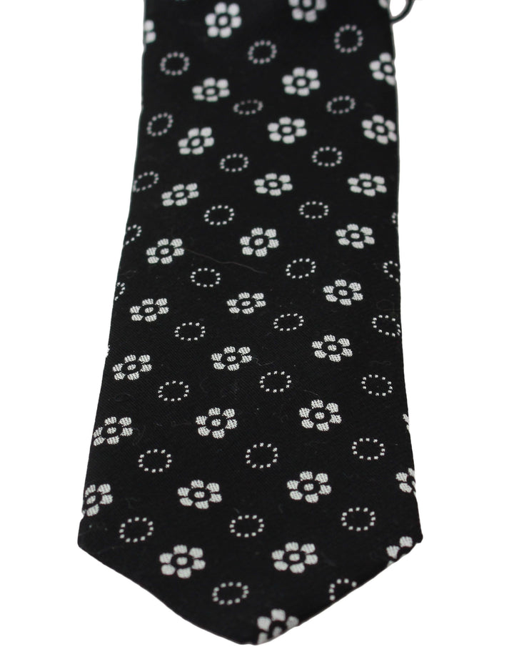 Elegante Schwarze Seidenkrawatte mit Blumenmuster