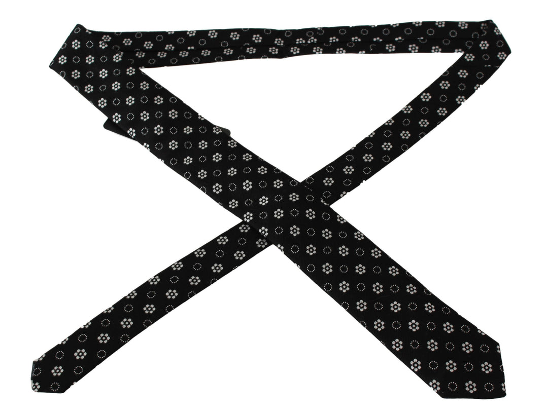 Elegante Schwarze Seidenkrawatte mit Blumenmuster