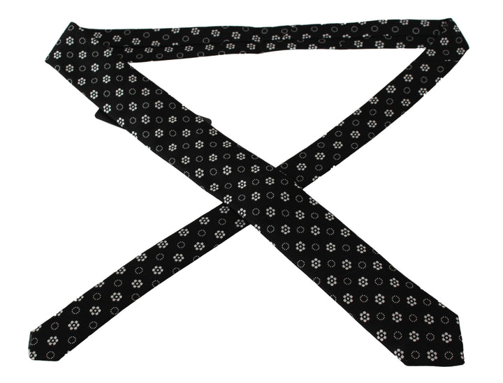 Elegante Schwarze Seidenkrawatte mit Blumenmuster