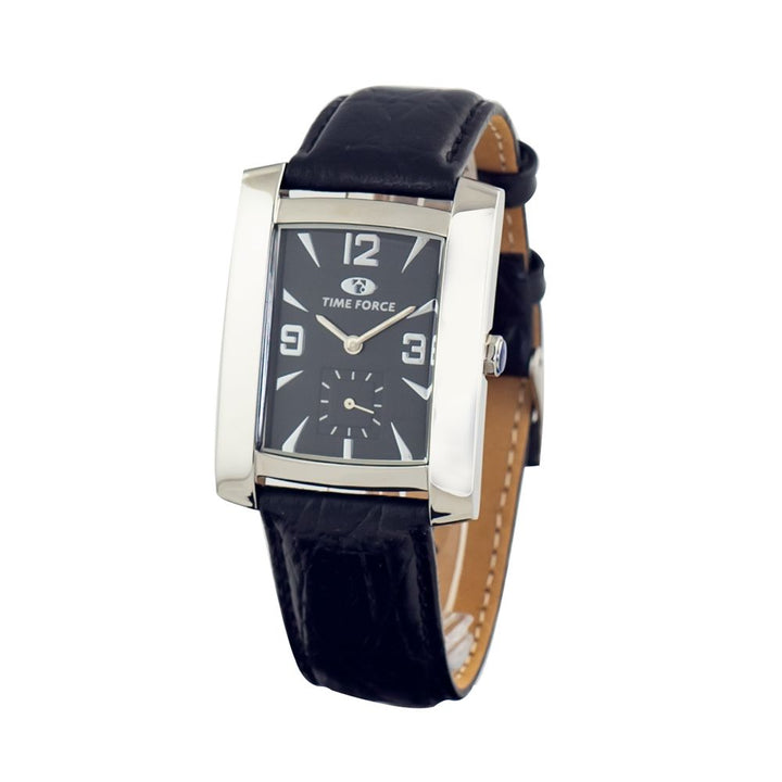 Schwarze Lederkleid-Uhr