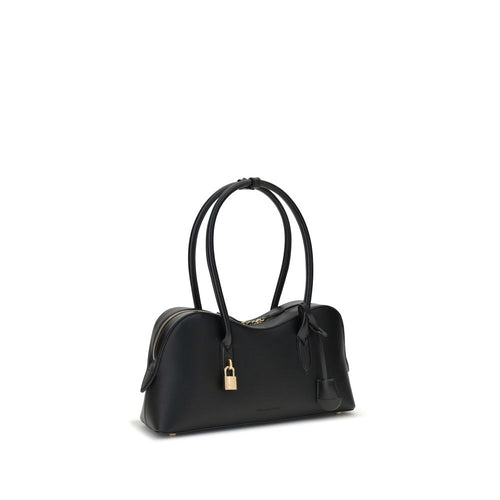 Schwarze Schultertasche aus Polyester