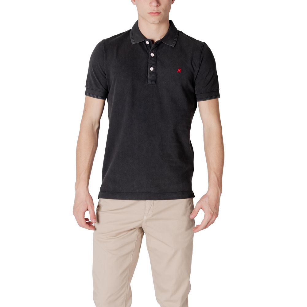 Schwarzes Baumwoll-Poloshirt