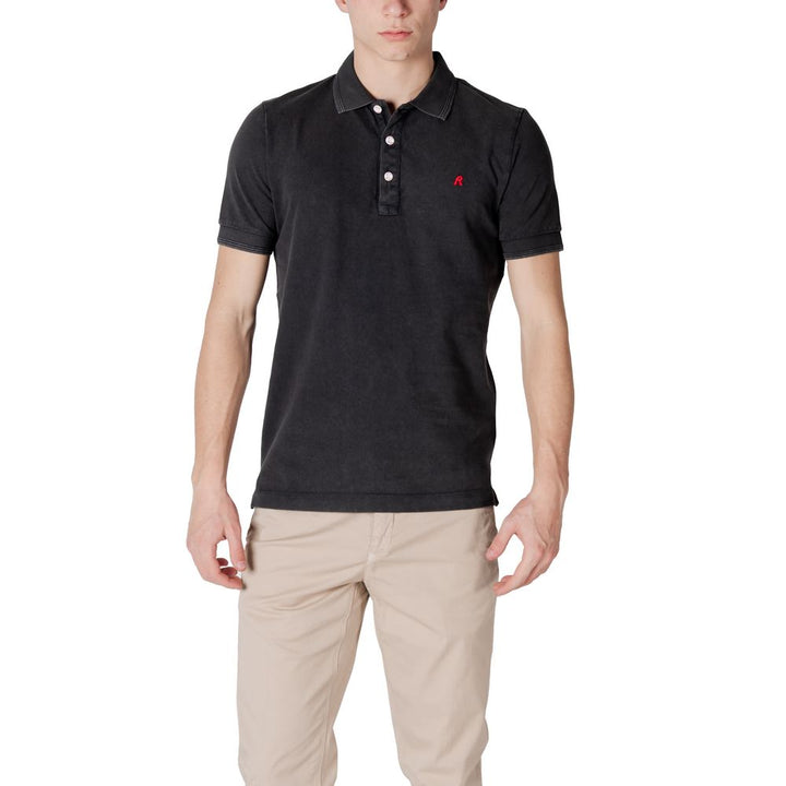 Schwarzes Baumwoll-Poloshirt
