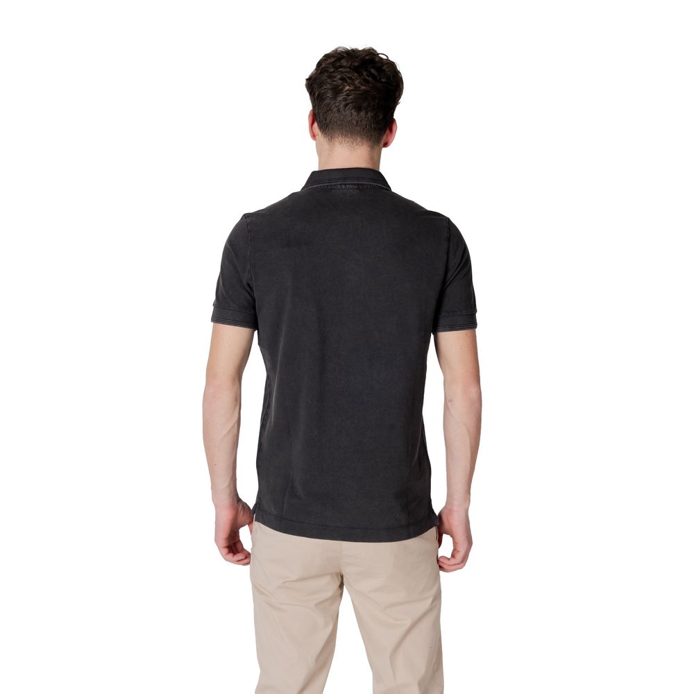 Schwarzes Baumwoll-Poloshirt
