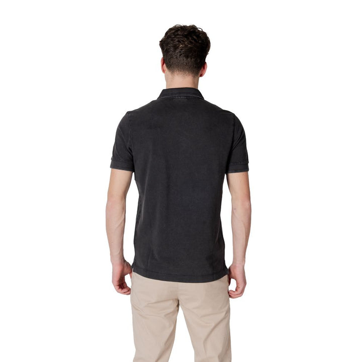 Schwarzes Baumwoll-Poloshirt