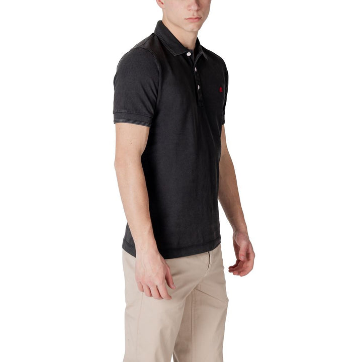 Schwarzes Baumwoll-Poloshirt