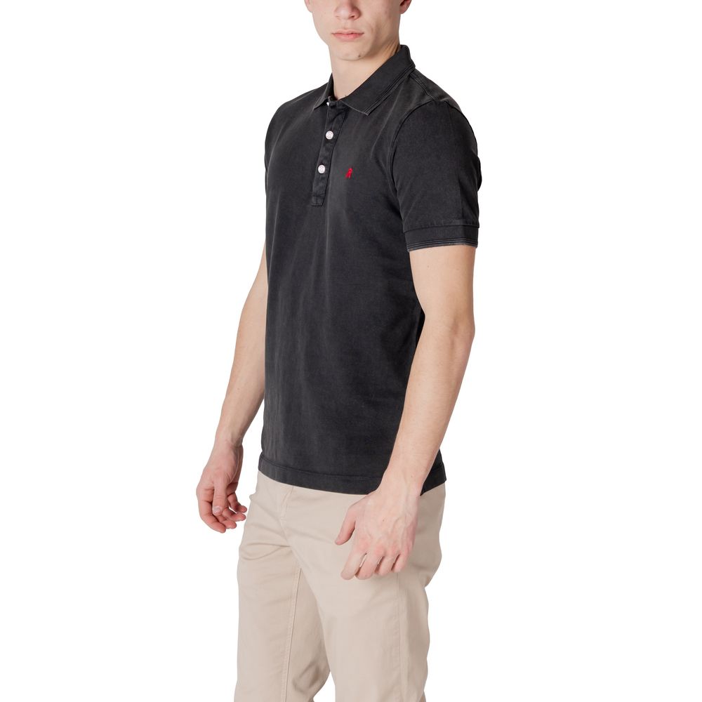 Schwarzes Baumwoll-Poloshirt