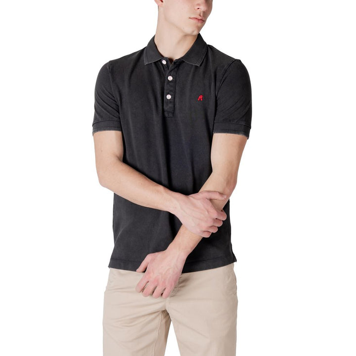 Schwarzes Baumwoll-Poloshirt