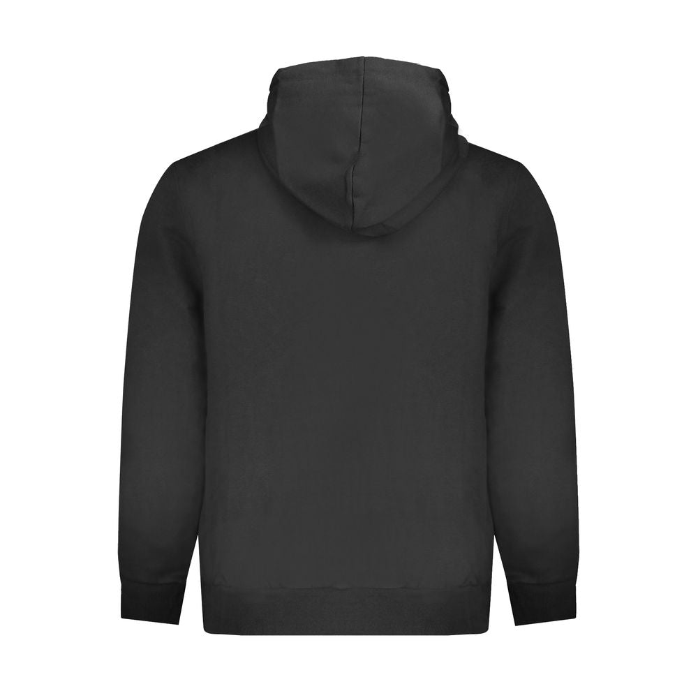 Schwarzer Baumwollpullover mit Kapuze