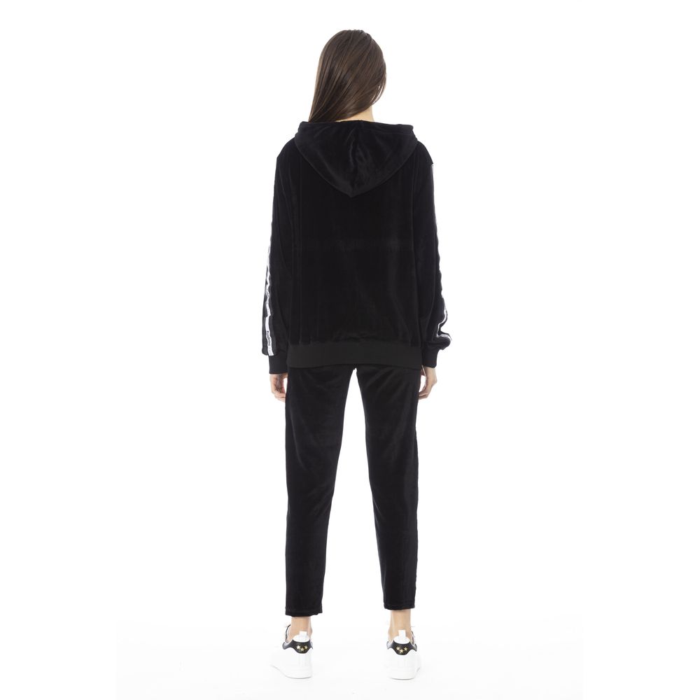 Schwarzer Damen-Strickpullover aus Baumwolle