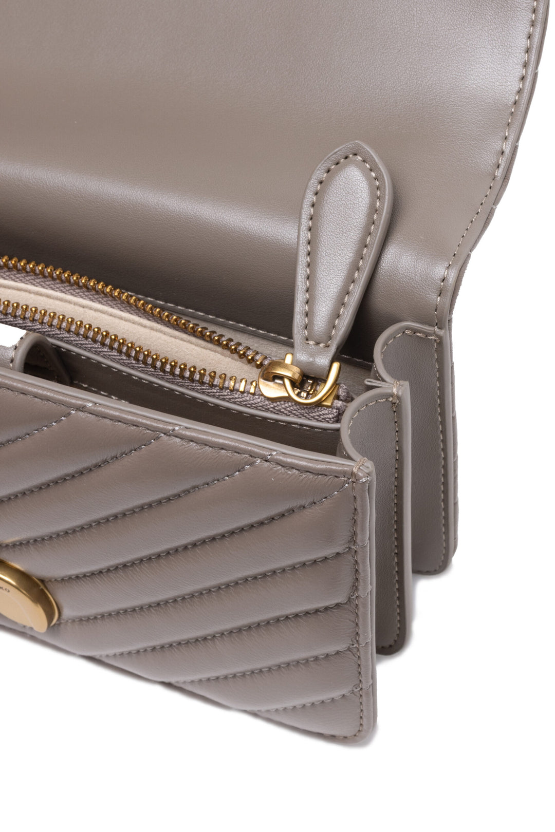 Graue Leder Love One Mini Umhängetasche