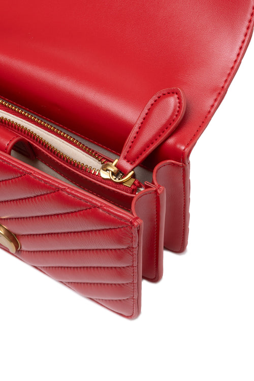 Rote Leder Love One Mini Umhängetasche