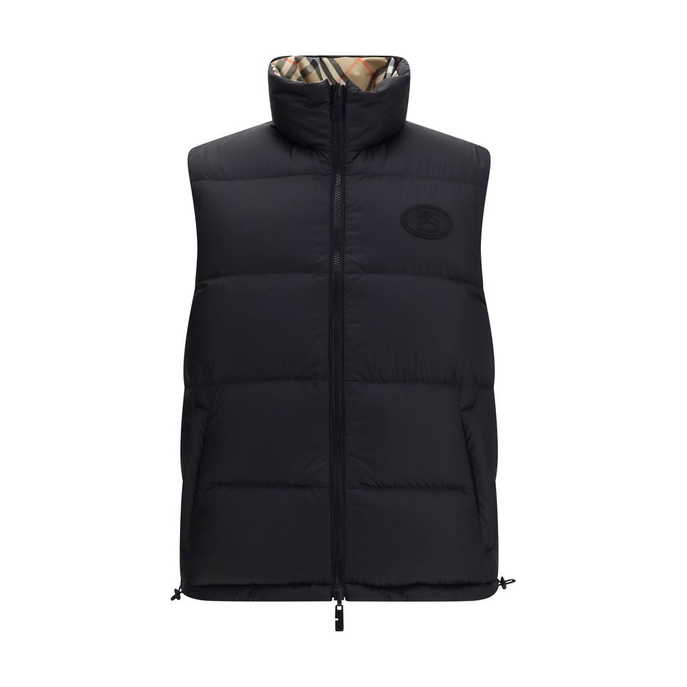 Schwarze ärmellose Jacke aus Polyester