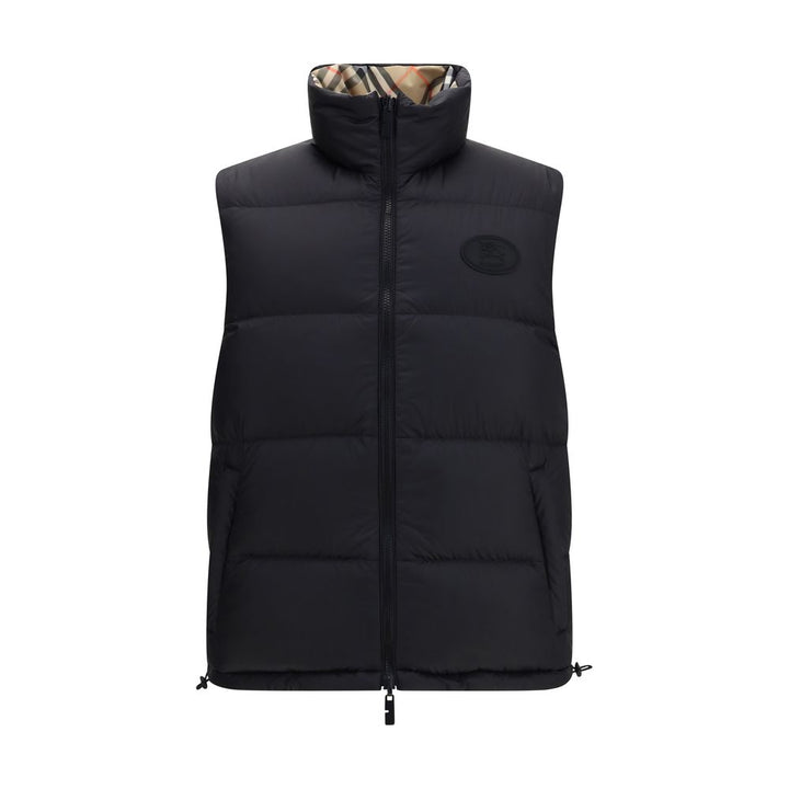 Schwarze ärmellose Jacke aus Polyester