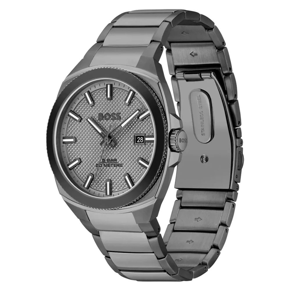 Graue Edelstahl-Dress-Watch