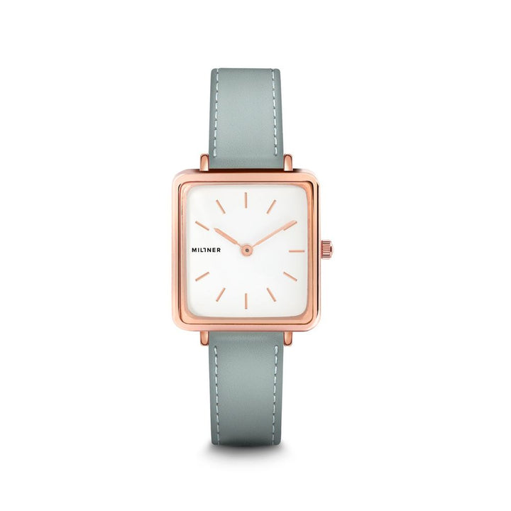 Blaue Leder-Armbanduhr