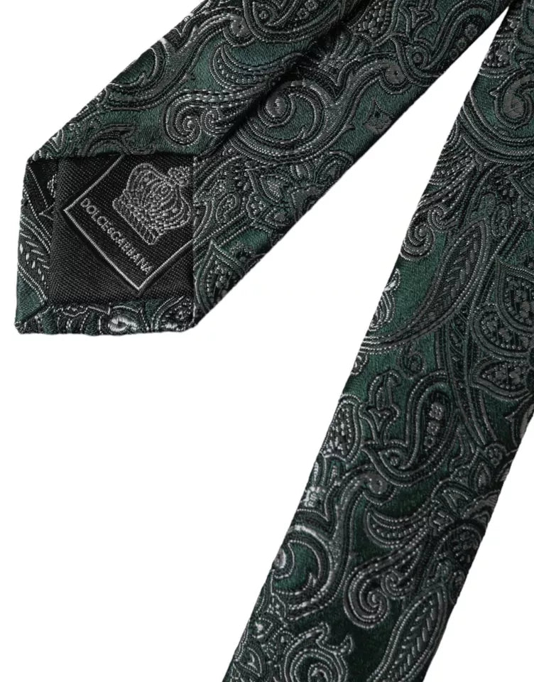 Green Floral Pattern 100% Silk Adjustable Men's Tie