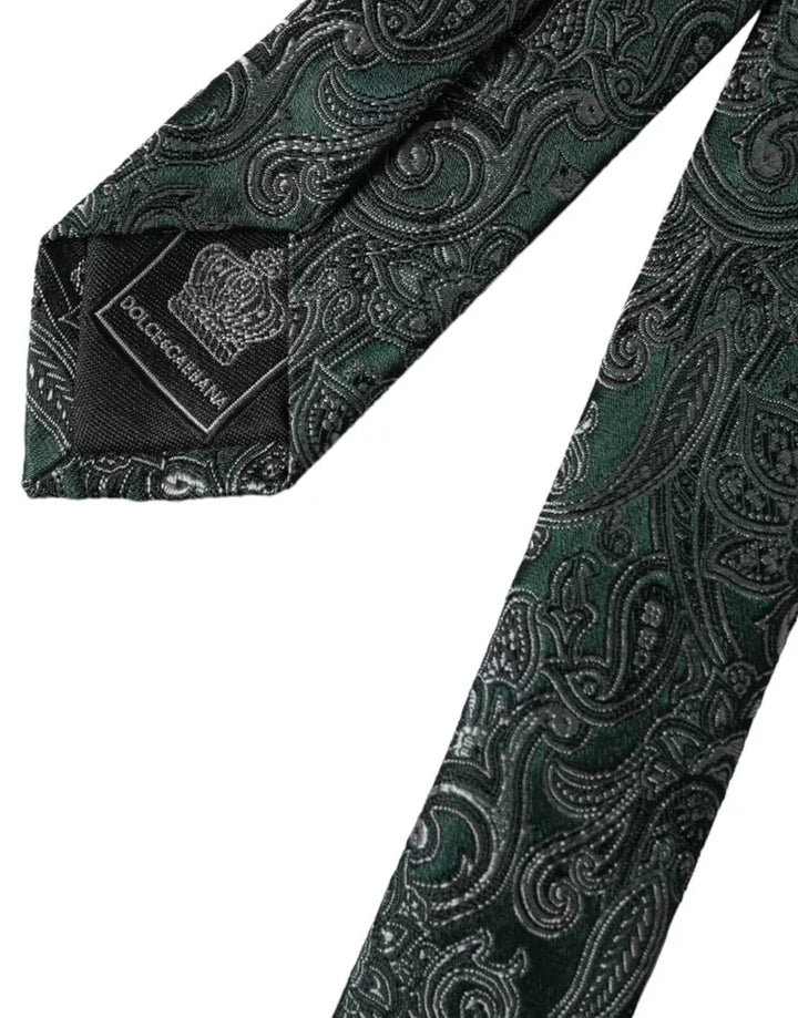 Green Floral Pattern 100% Silk Adjustable Men's Tie
